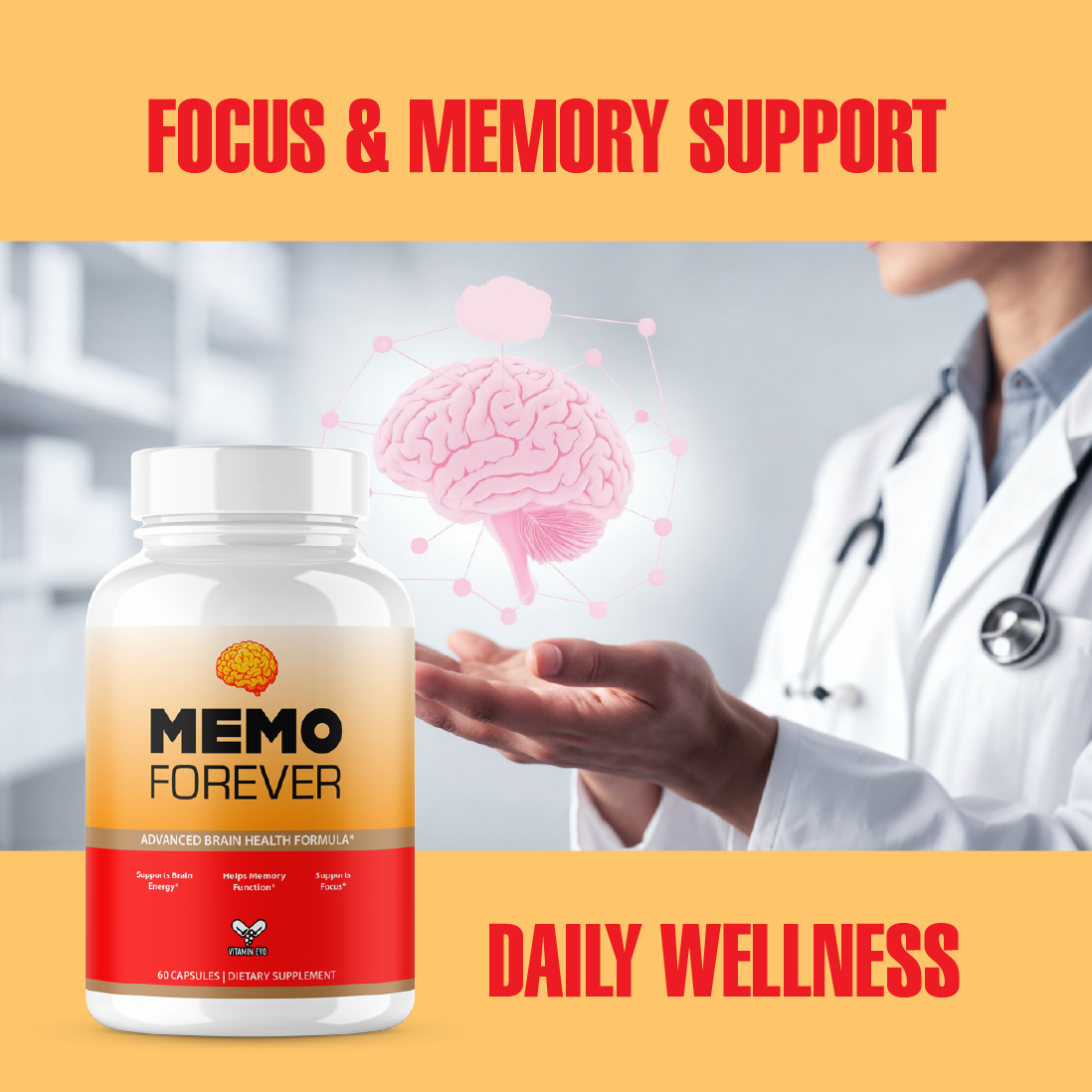 Memo Forever Pills Advanced Memory and Focus Support (60 Capsules)