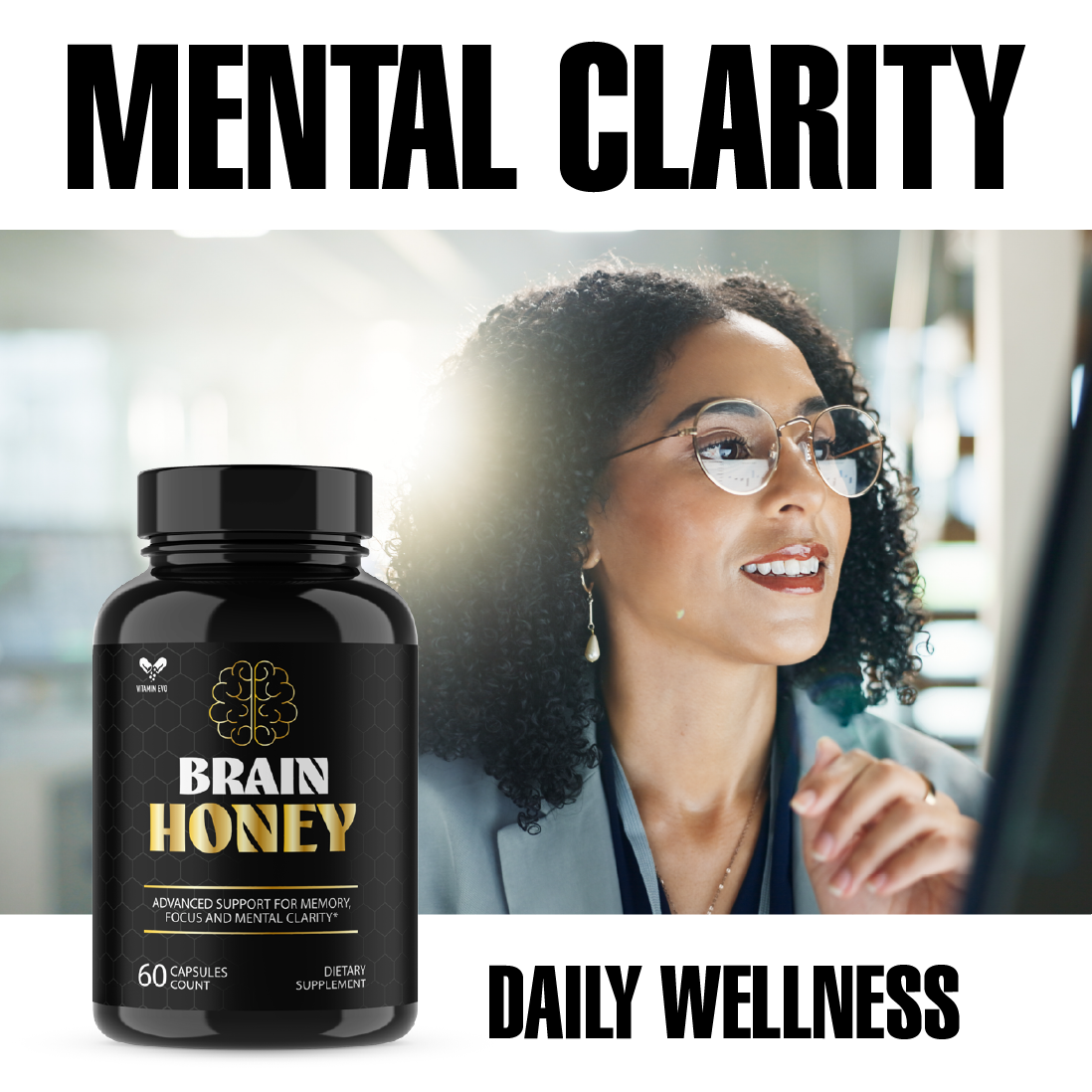 Brain Honey Pills Advanced Memory and Focus Support BrainHoney (60 Capsules)