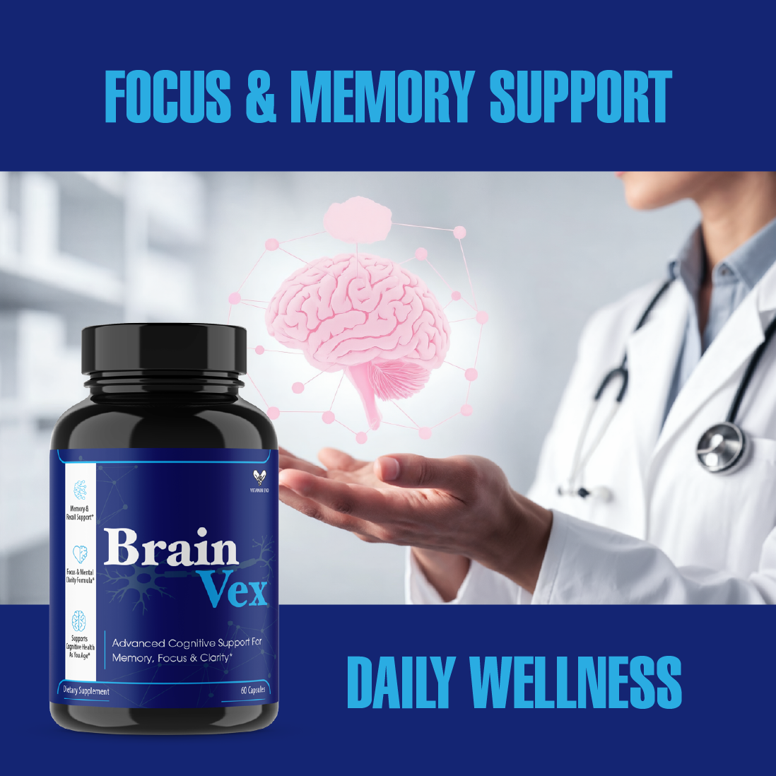 Brainvex Pills Advanced Memory and Focus Support Brain Vex (60 Capsules)