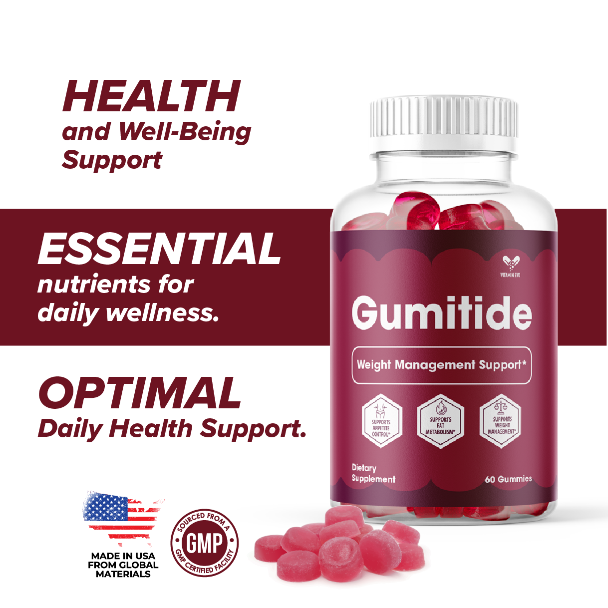 Gumitide Weight Management Support Gummies Advanced (60 Gummies)