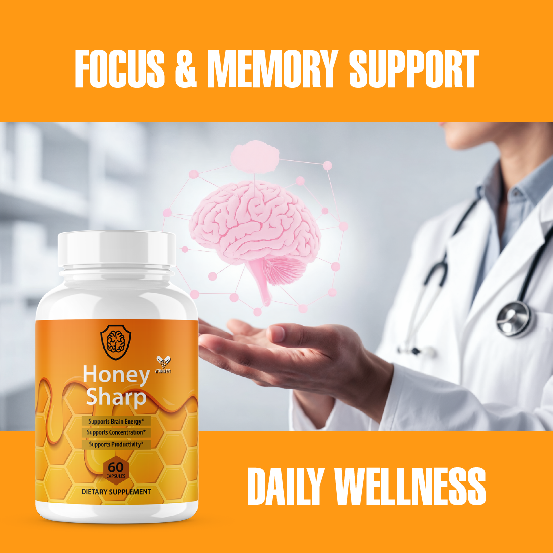 Honey Sharp Pills Advanced Memory and Focus Support (60 Capsules)