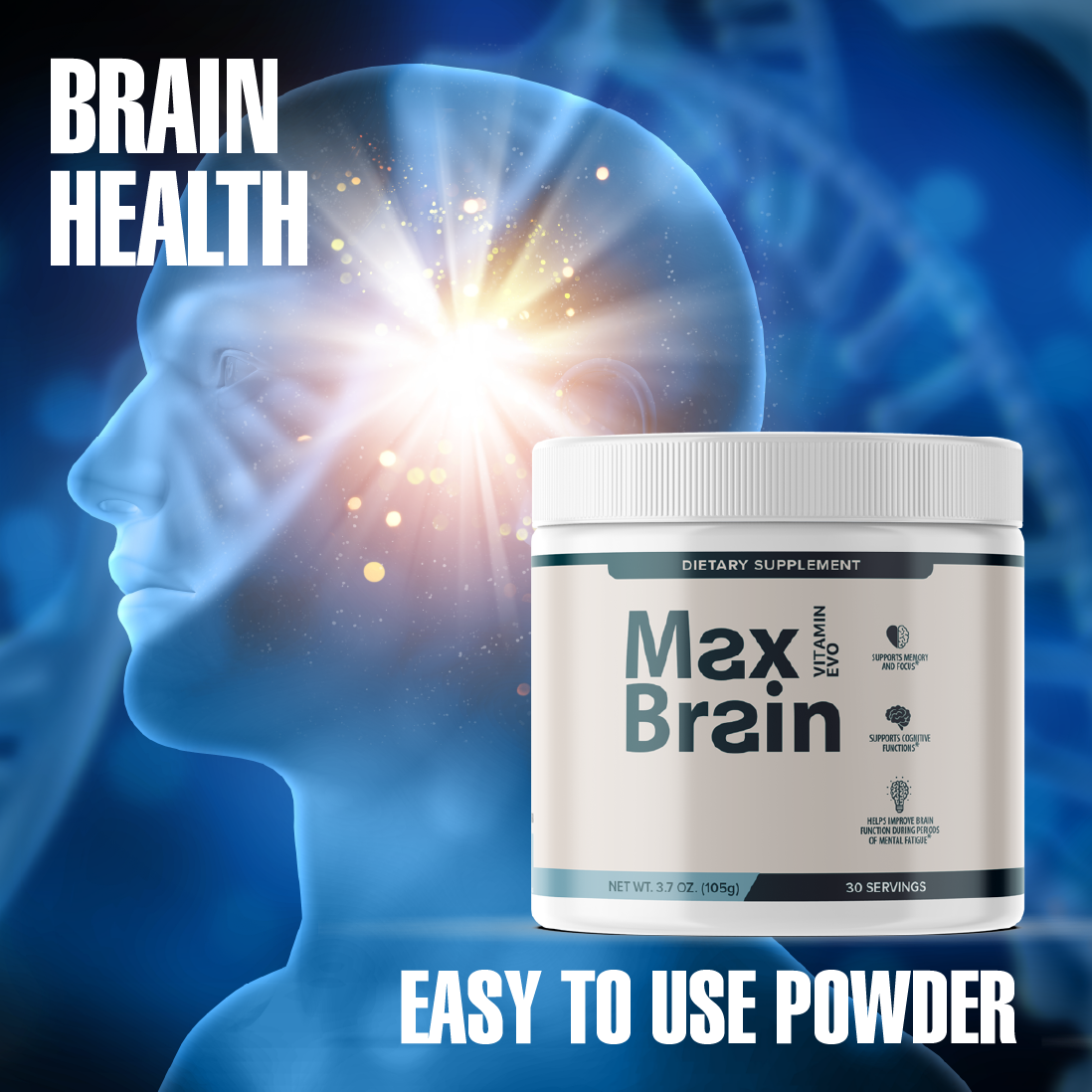 Max Brain Powder Advanced Memory and Focus Support (30 Servings)
