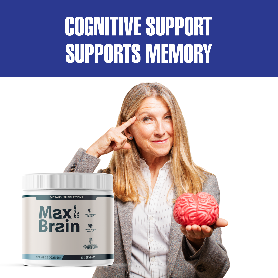 Max Brain Powder Advanced Memory and Focus Support (30 Servings)