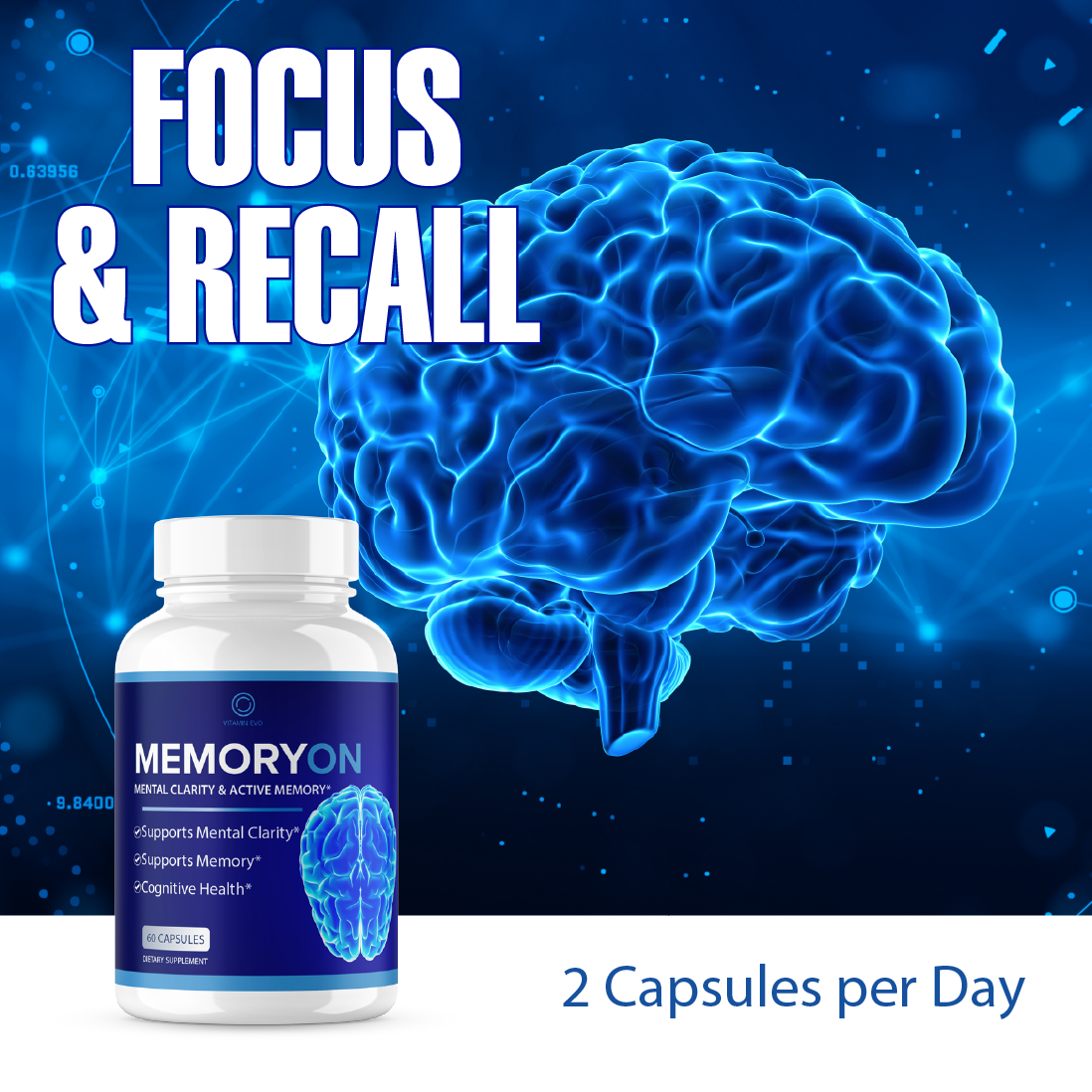 Memoryon Pills Advanced Memory and Focus Support Memory On (60 Capsules)