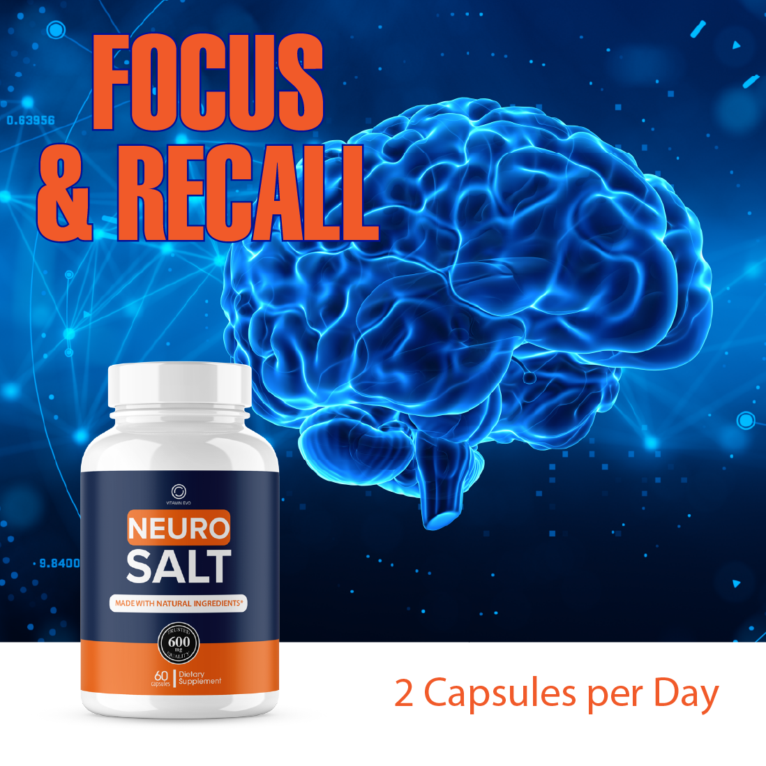 Neuro Salt Pills Advanced Memory and Focus Support NeuroSalt (60 Capsules)