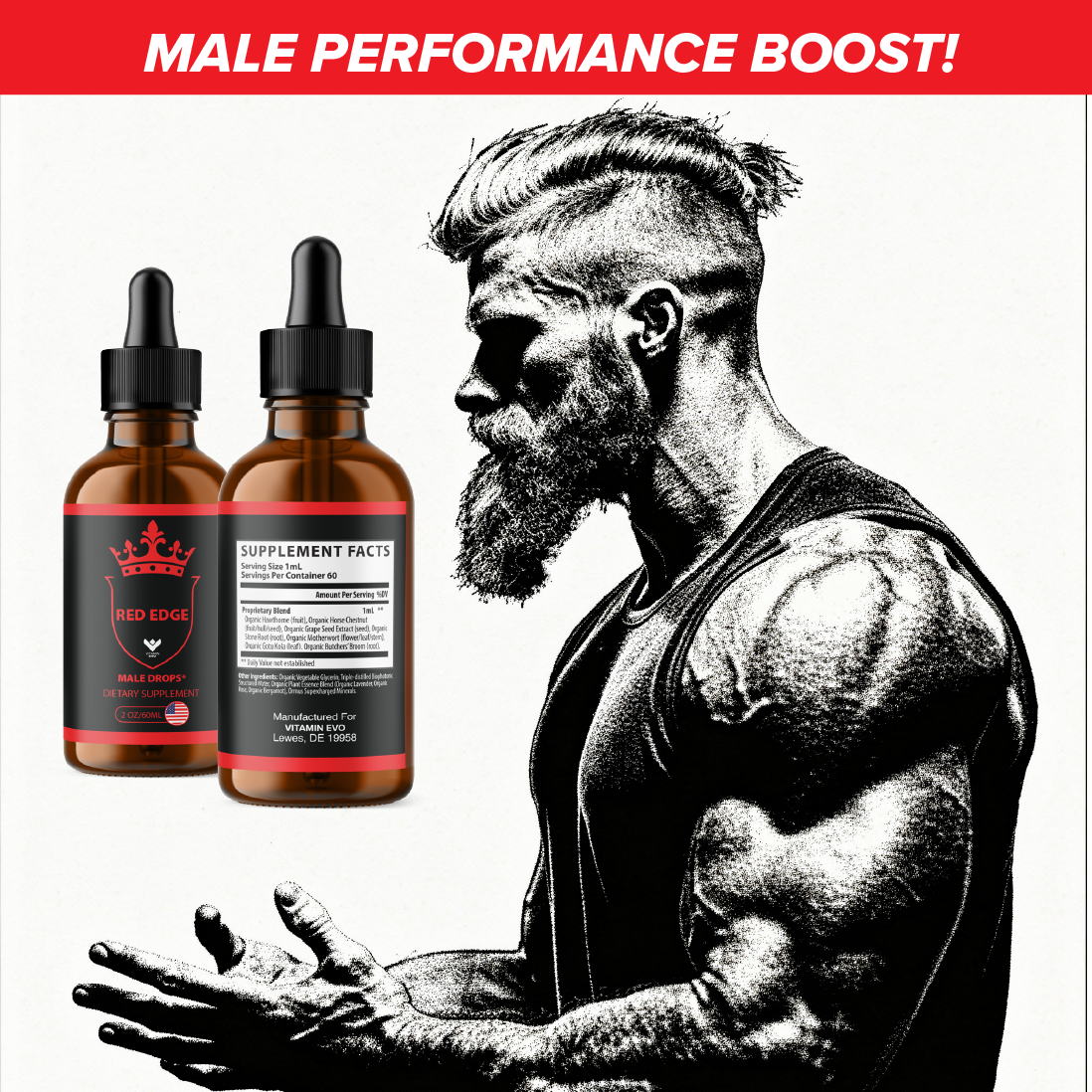 Red Edge Men Drops Advanced Formula Male Support (30 Day Supply)